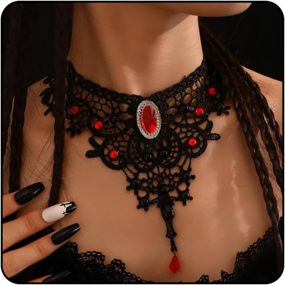 Black Choker Necklace Set Velvet Lace Choker Daisy Gothic Punk Classic Choker